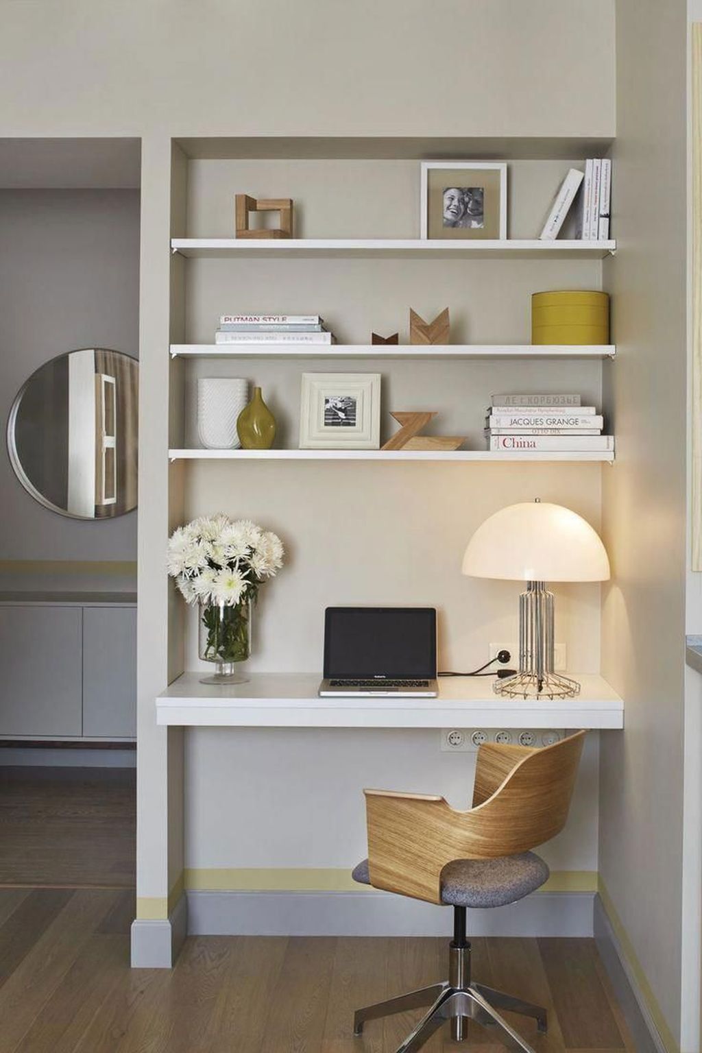 Small Home Office Ideas No Windows Built Feminine Spaces Gray Offices   Nice Small Home Office Design Ideas 10 