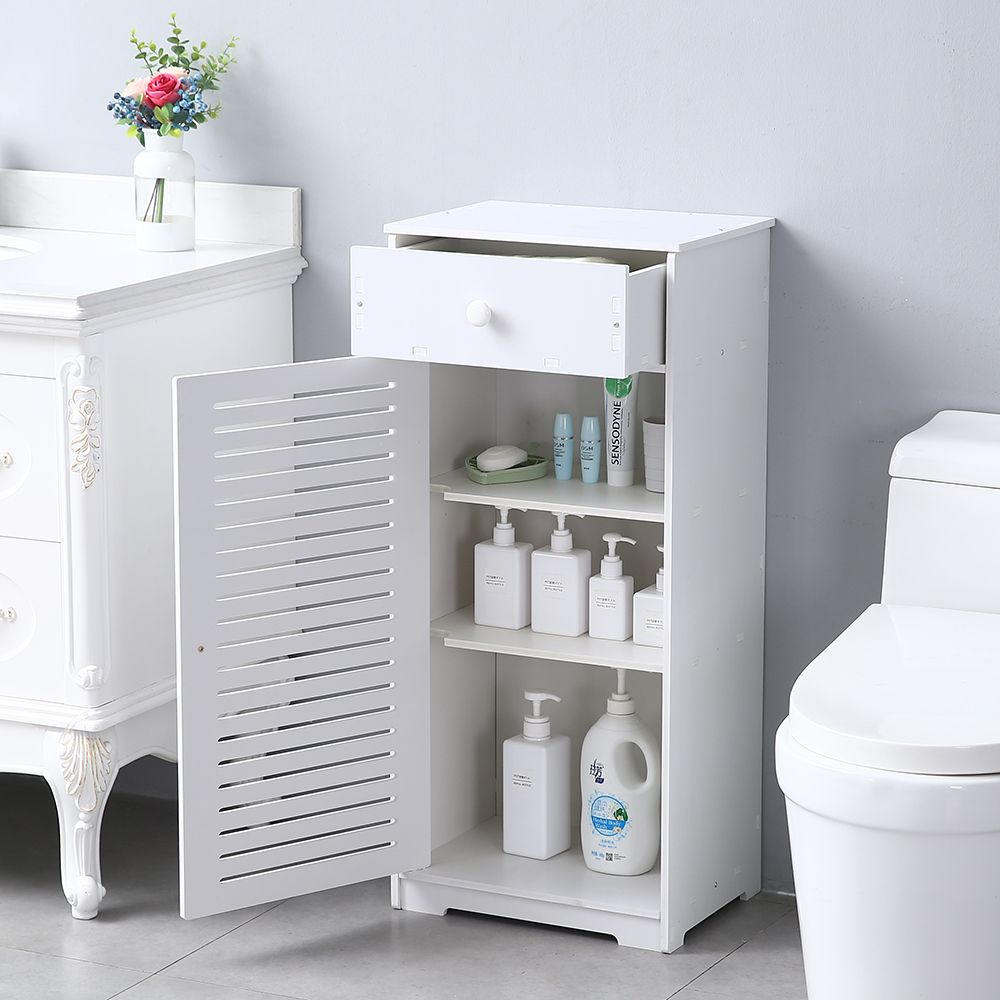 White Bathroom Floor Cabinet