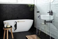 Black Hexagon Tile Bathroom