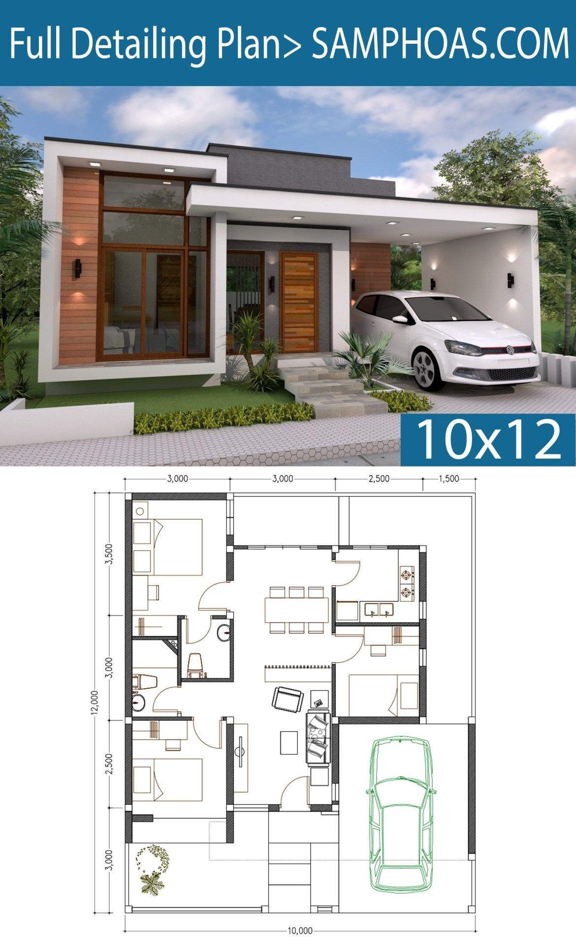 Three Bedroom Contemporary House Plans